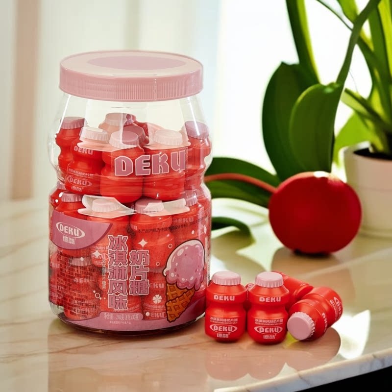 德酷草莓酸梅奶茶冰淇淋原味奶片独立包装宿舍解馋儿童零食糖果