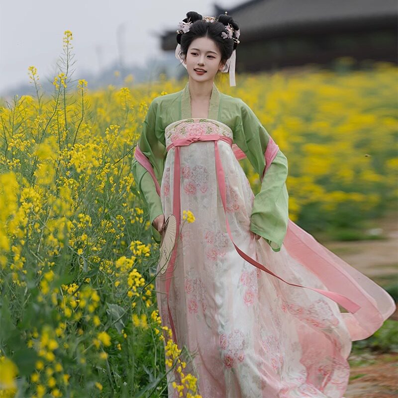 正版原创汉服唐制2025新款复原唐风刺绣齐胸襦裙提花超仙套装