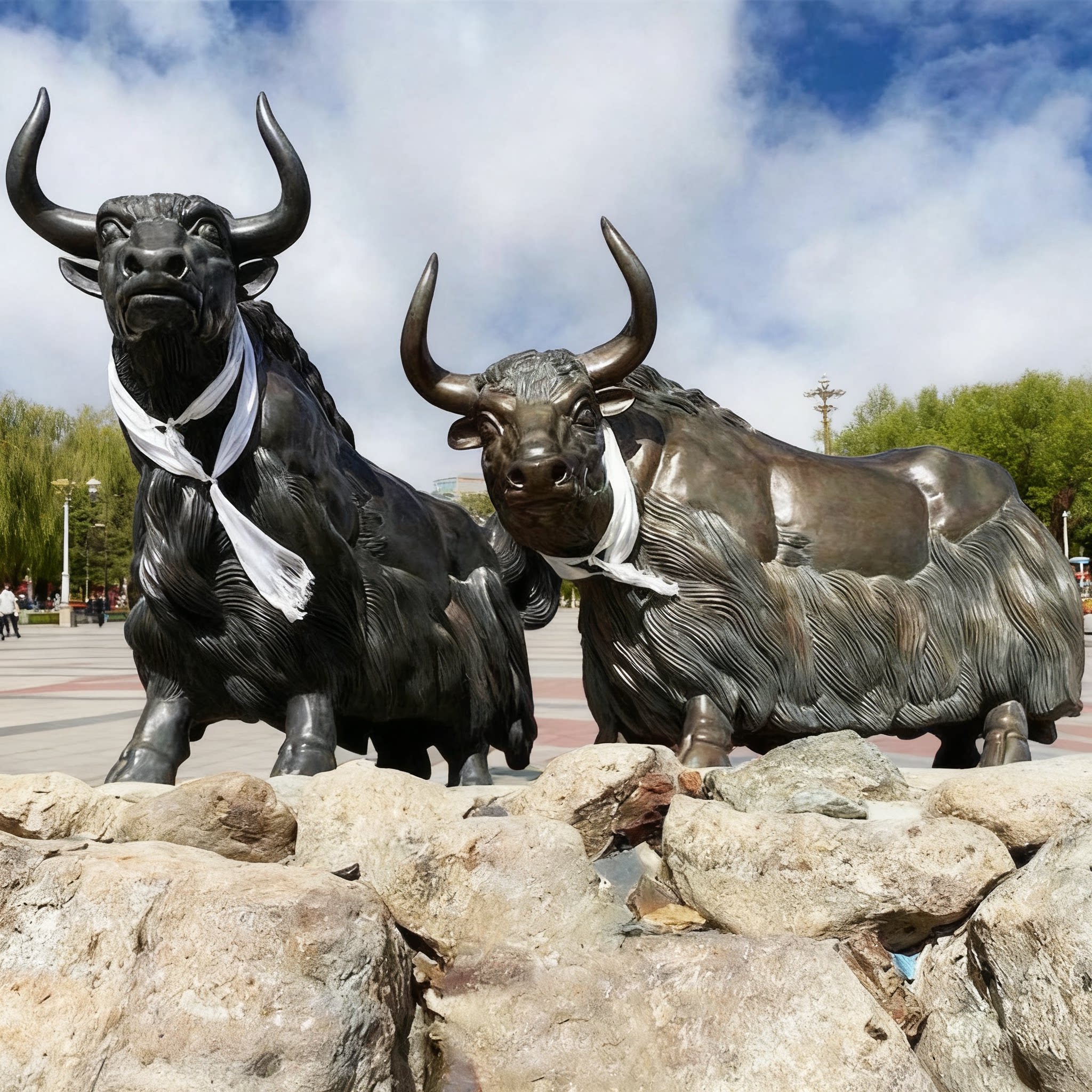 大型玻璃钢仿真动物牛雕塑西藏牦牛铜雕订制城市广场公园草原雕塑