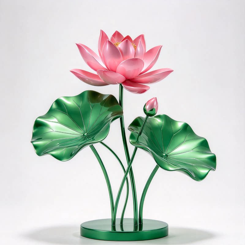 不锈钢彩色荷花雕塑公园池塘摆放城市景观艺术小品雕塑制作厂家