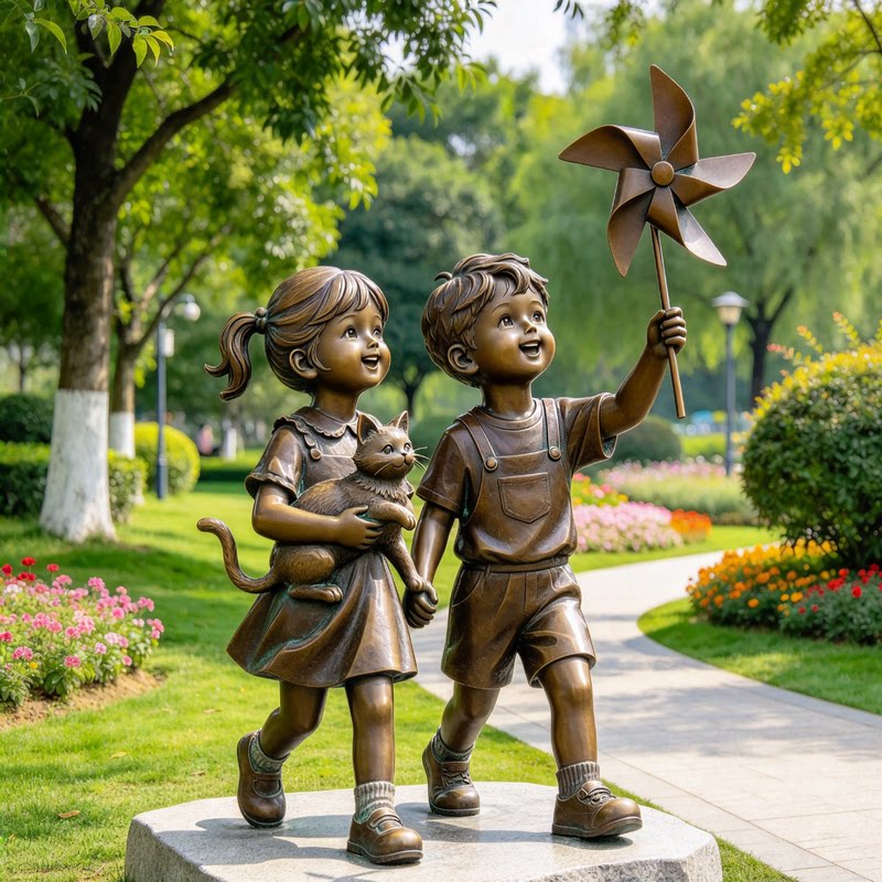 现代小孩子艺术雕塑童趣雕塑铸铜学生人物城市公园校园小品雕塑