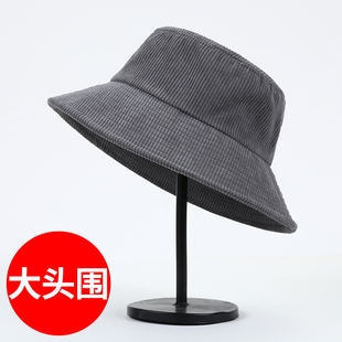 大头围帽子男灯芯绒冬天大码 65cm脸宽渔夫帽 大号加大头大女冬季