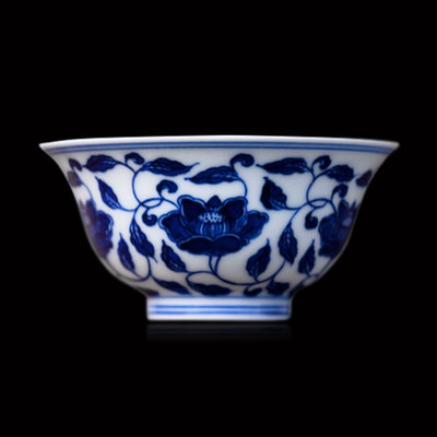 春风祥玉邹俊窑 2011年老春辛卯 手绘山茶花撇口杯青花主人杯茶杯