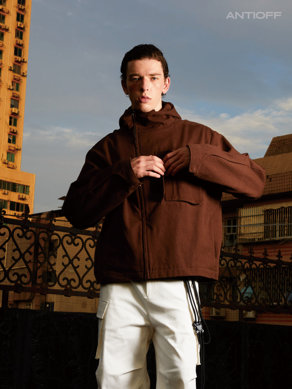 thumbnail for [Clearance Offer 5 Free 1] ANTIOFF side zipper multi-wear thick canvas hooded jacket rocker