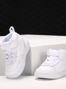 【断码瑕疵】耐克 COURT BOROUGH幼童魔术贴运动休闲小白鞋CD7784