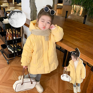 冬季女童棉服中长款新款韩版2025女孩洋气棉衣儿童冬装外套加厚