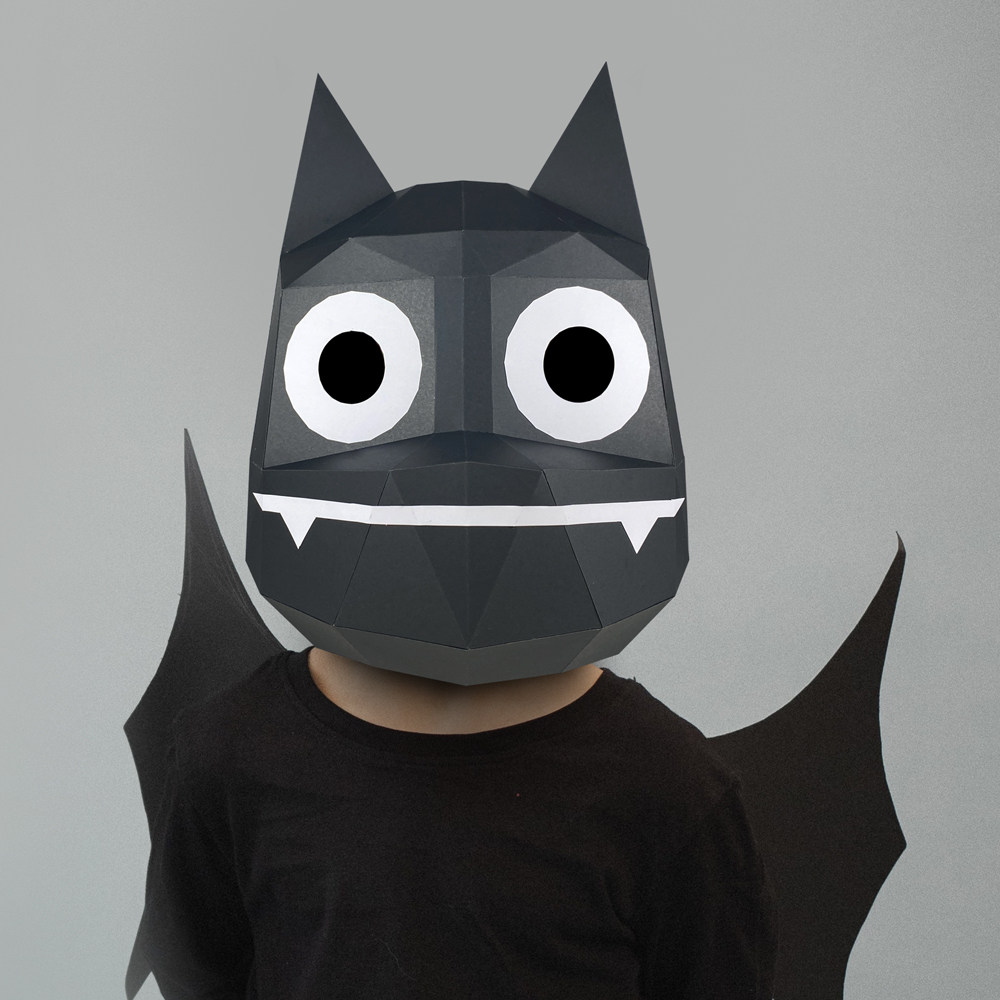 恐怖万圣节可爱小蝙蝠儿童面具男成人手工折纸派对聚会装饰品道具