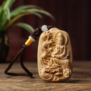 小叶黄杨木雕龙凤观音平安牌吊坠凤凰生肖龙随身手把玩件汽车挂件