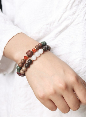 中草药天然双圈手串古法原创五行合香珠助眠稳定情绪解压手链