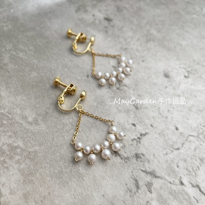 包金耳夹林志玲灵动风淡水珍珠