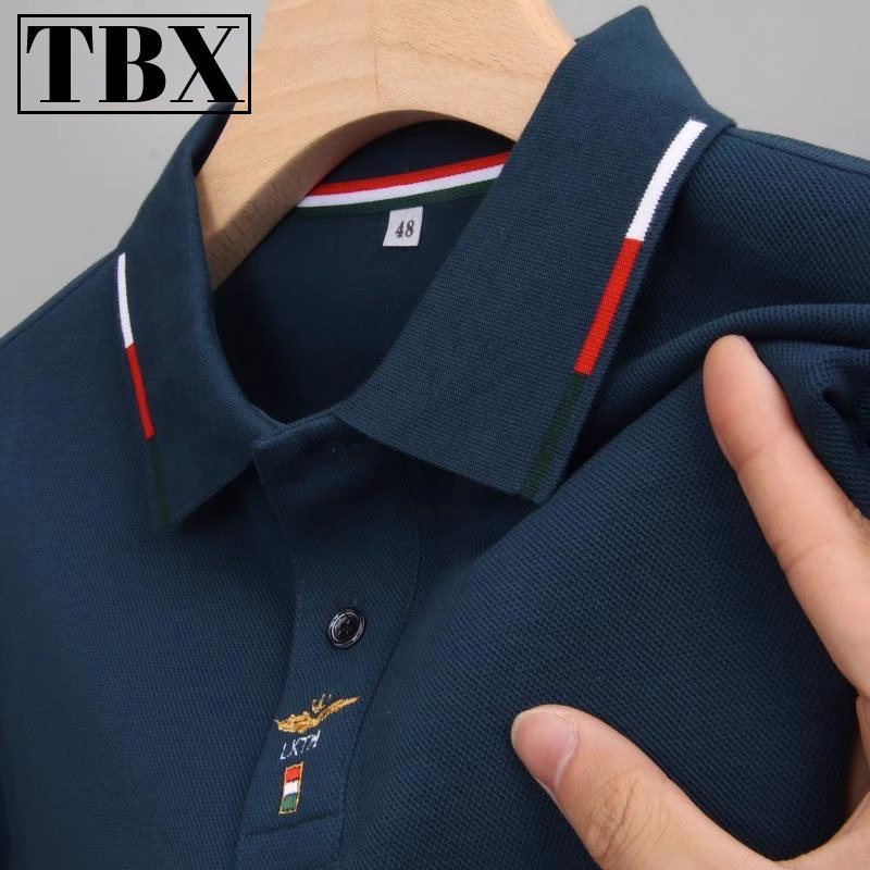 长袖纯棉Polo衫男款商务休闲翻领 2025新款高级Polo衫通勤设计