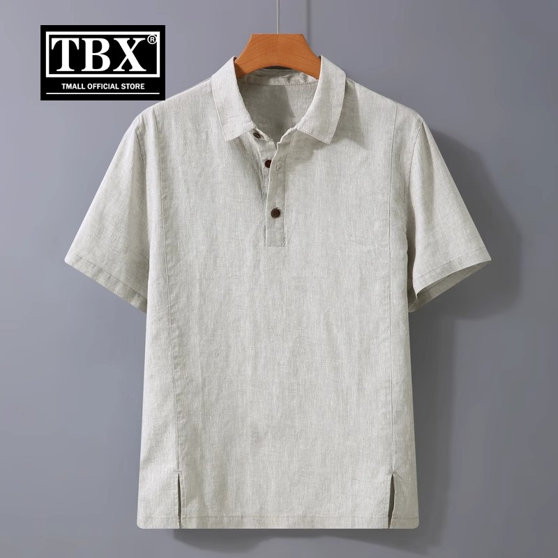 高端纯亚麻polo衫男士短袖T恤2025新款夏季全麻料老钱风衬衫男款