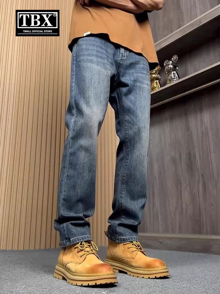 高端覆古牛仔裤男士2025新款春秋季男裤宽松直筒休闲裤子男款冬装