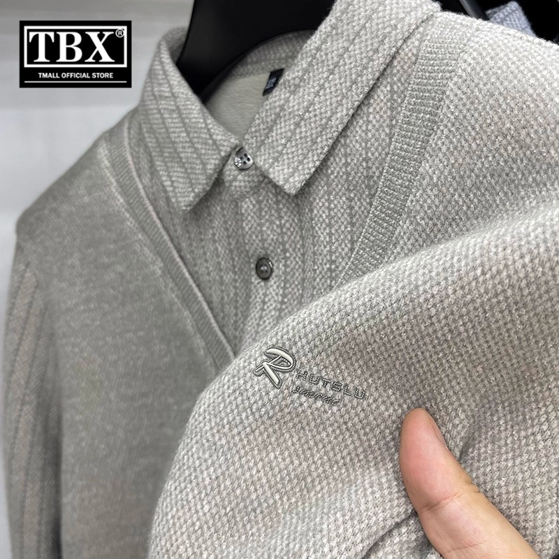 高端假两件衬衫领毛衣男士2025新款秋冬季加绒加厚针织打底衫男款