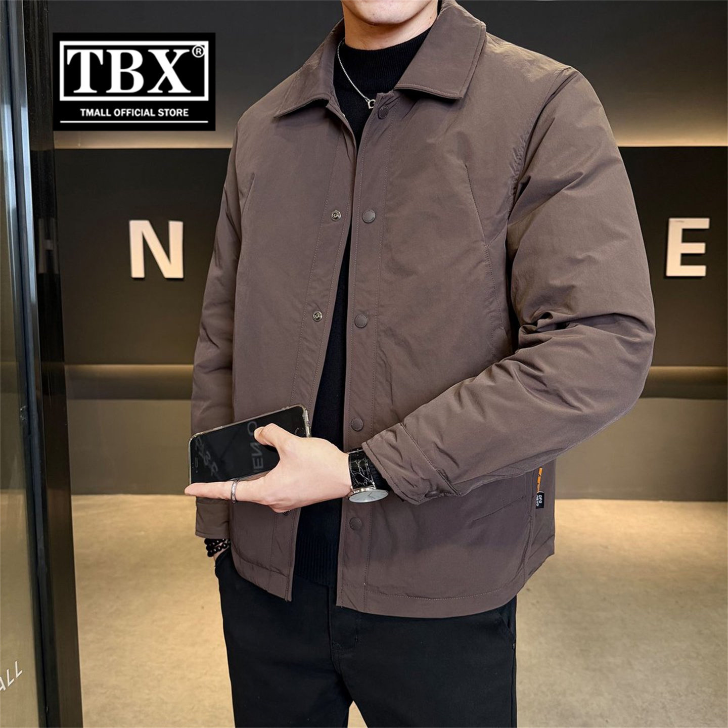 高端衬衫式轻薄羽绒服男士2025新款冬季保暖行政夹克外套男款冬装