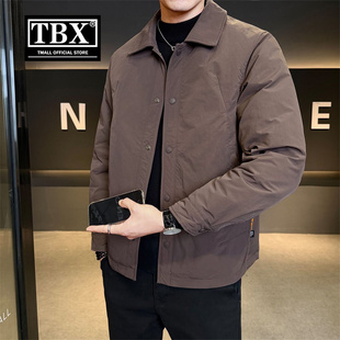 高端衬衫式轻薄羽绒服男士2025新款冬季保暖行政夹克外套男款冬装