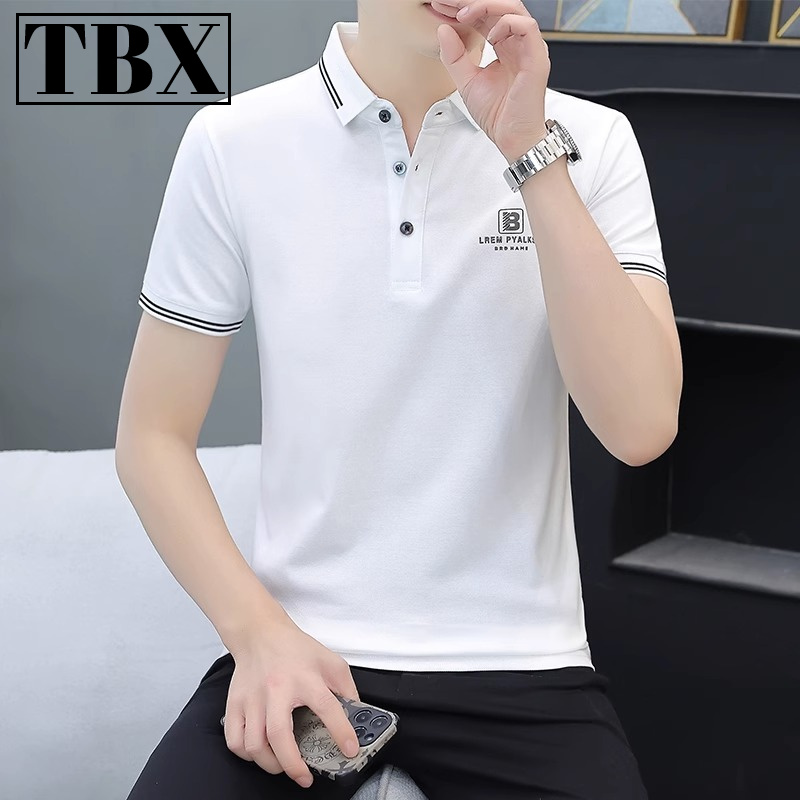 高端Polo衫男士短袖t恤2025夏季新款商务休闲翻领修身白保罗男款