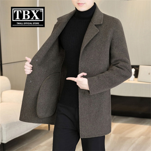 高端羊毛大衣男士外套2025新款冬装加厚中长款西装领毛呢风衣男款