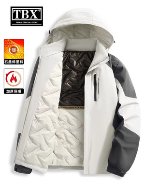 高端男士外套秋冬季2025新款爆款冲锋衣男女款加厚棉服防风夹克潮