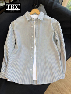 高级感条纹衬衫男士短袖2025新款春秋季休闲长袖衬衣外套男款夏装