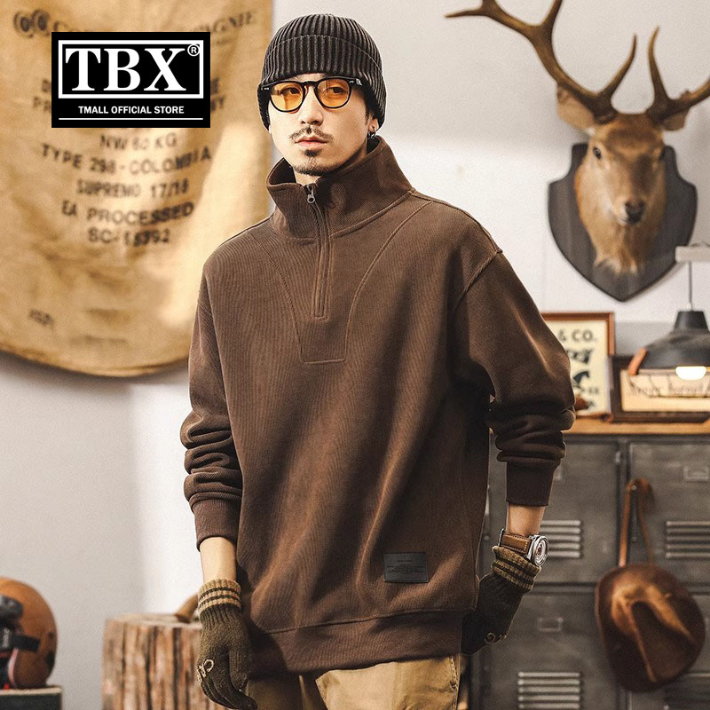 高端重磅雪尼尔半拉链卫衣男士2025新款冬季加绒加厚立领外套男款