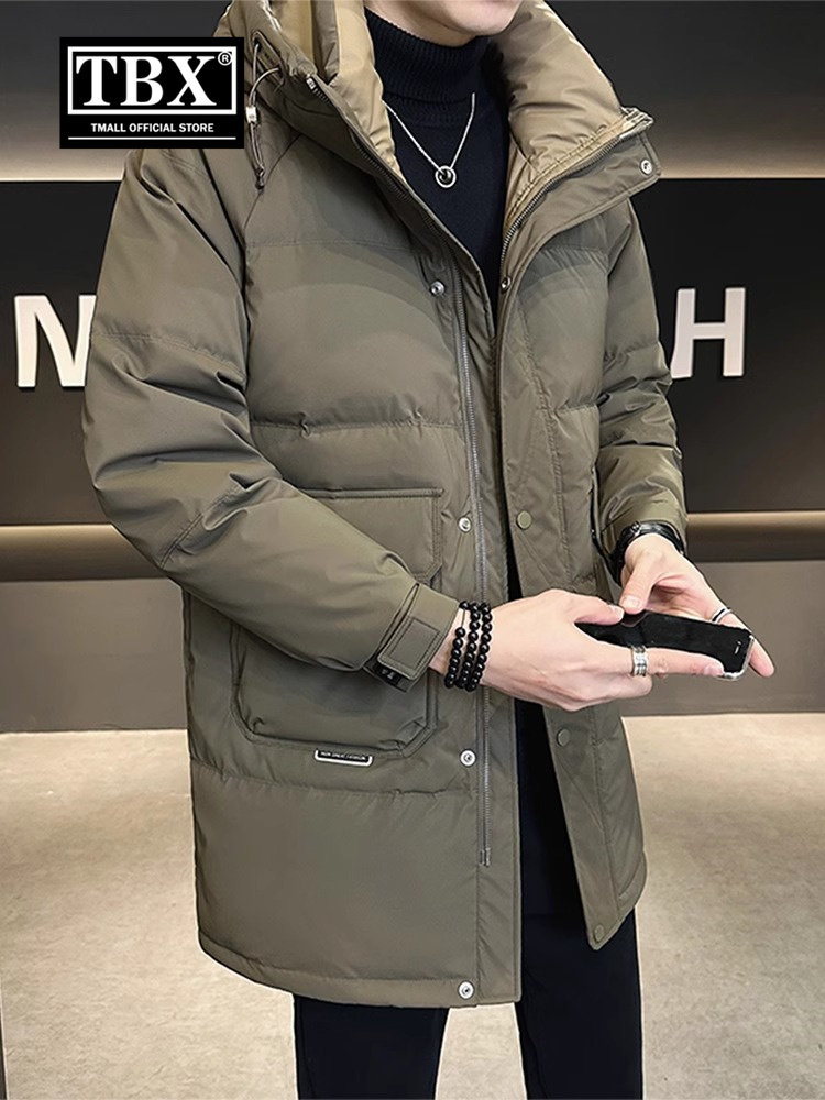 高端中长款羽绒服男士冬季2025新款加厚保暖防寒衣服连帽外套男款