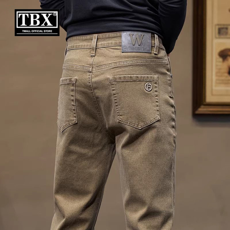 高端男士牛仔裤2026新款秋冬季加绒加厚弹力修身直筒休闲裤子男款