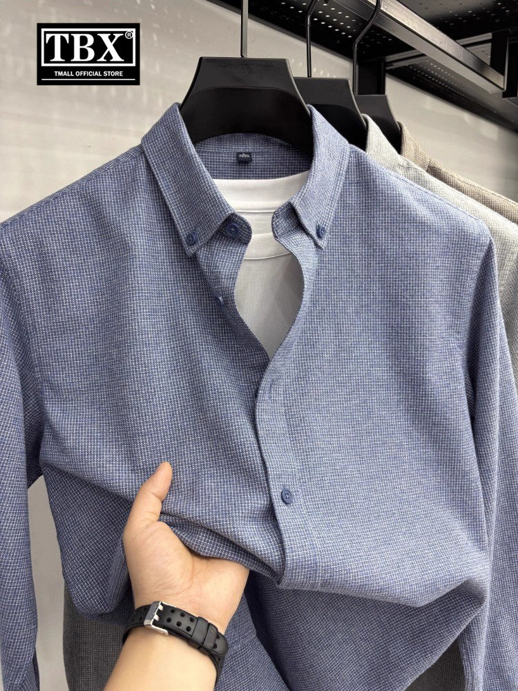 高端纯棉磨毛长袖衬衫男士2025新款春秋冬季加厚休闲格子衬衣男款