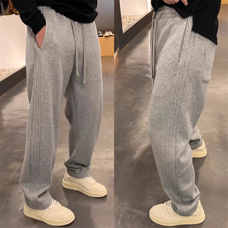 弯刀卫裤男士2025新款春秋冬季加绒加厚男裤阔腿运动休闲裤子男款