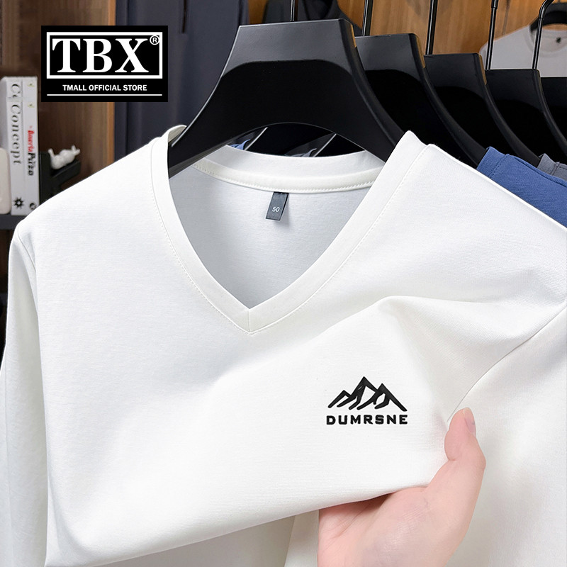 高端纯棉长袖T恤男士卫衣2025新款春秋冬季鸡心V领白色打底衫男款