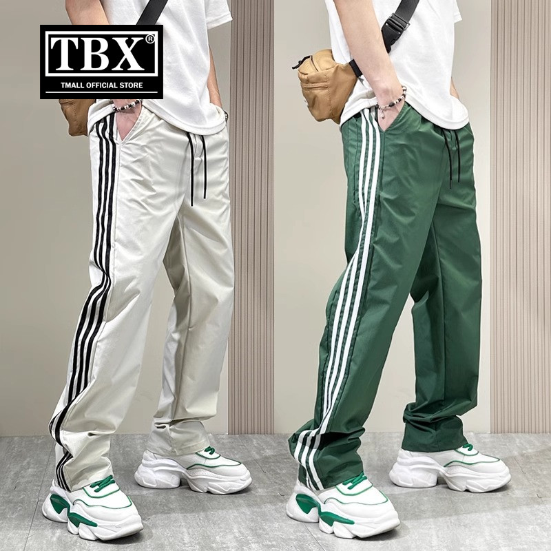 三道杠休闲裤男士2026新款春秋冬季加绒男裤宽松直筒运动裤子男款