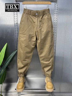 2025新款 男式 夏季 薄男裤 卡其色工装 休闲小脚哈雷姆胡萝卜裤 裤