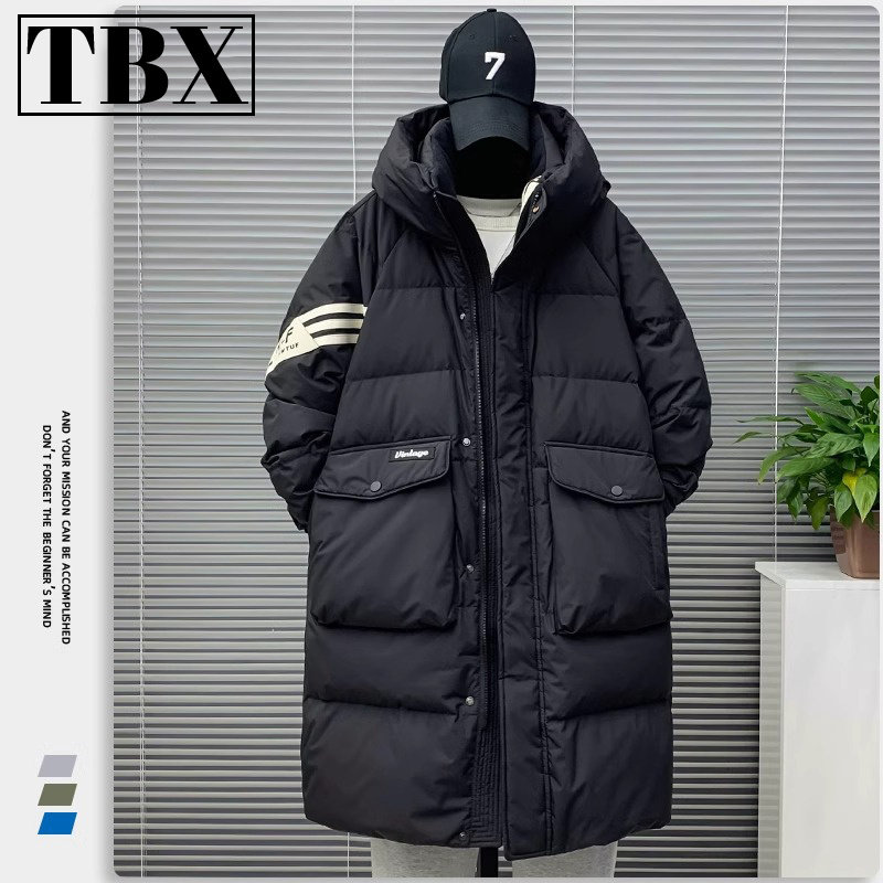 高端中长款羽绒服男士冬季2025新款爆款加厚过膝工装保暖外套男款