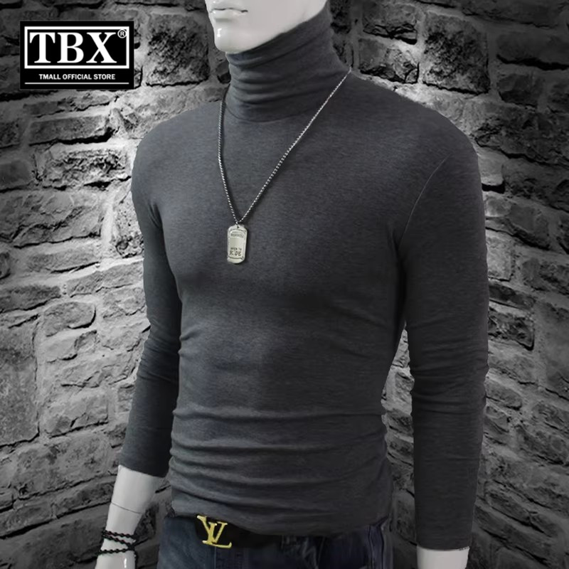 纯棉高领打底衫男士长袖T恤2025新款秋冬季保暖修身内搭秋衣男款