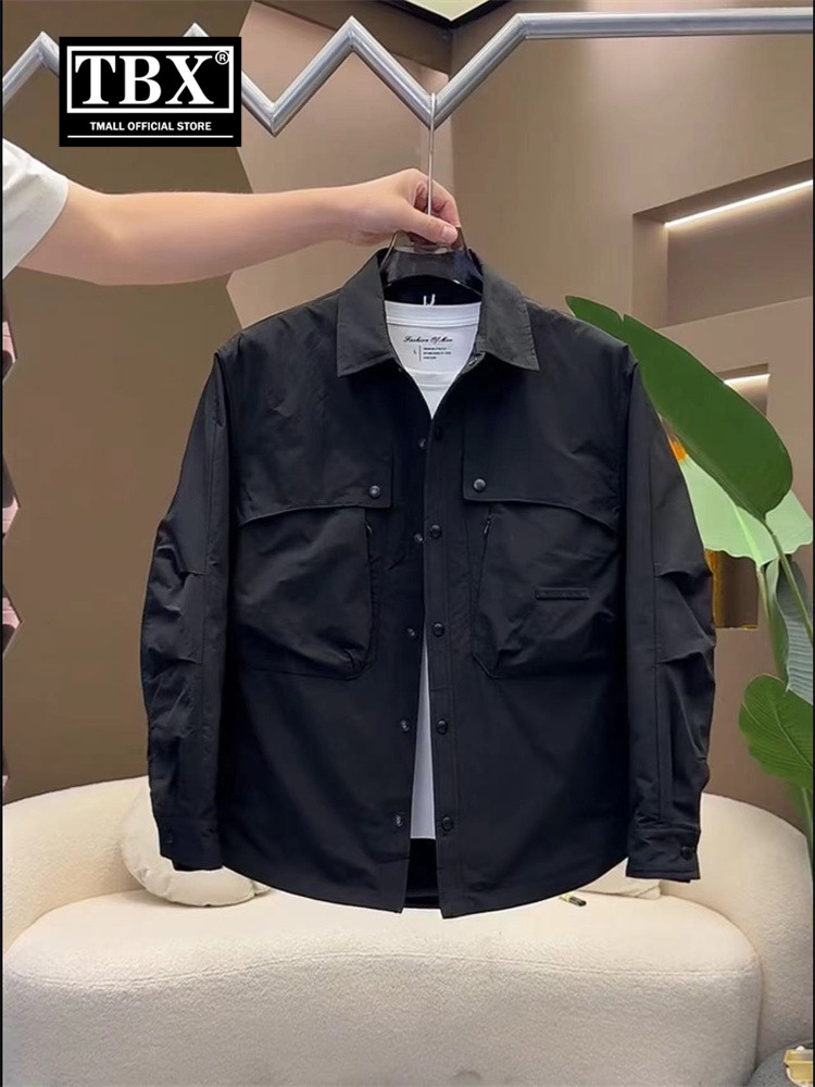 高端衬衫式工装外套男士2025新款爆款春秋冬季加棉服男款翻领夹克