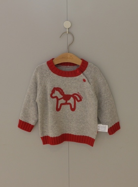 2026春季韩国moimoln小云朵男女宝宝儿童卡通小马针织衫毛衣B74P