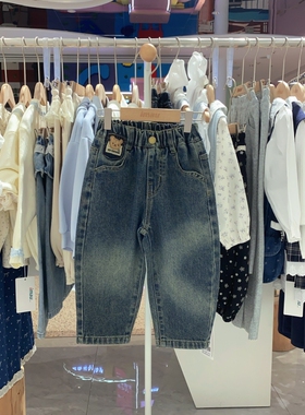 2025秋季imau奕玛童装男小童小熊裤子儿童休闲牛仔裤53SF350129