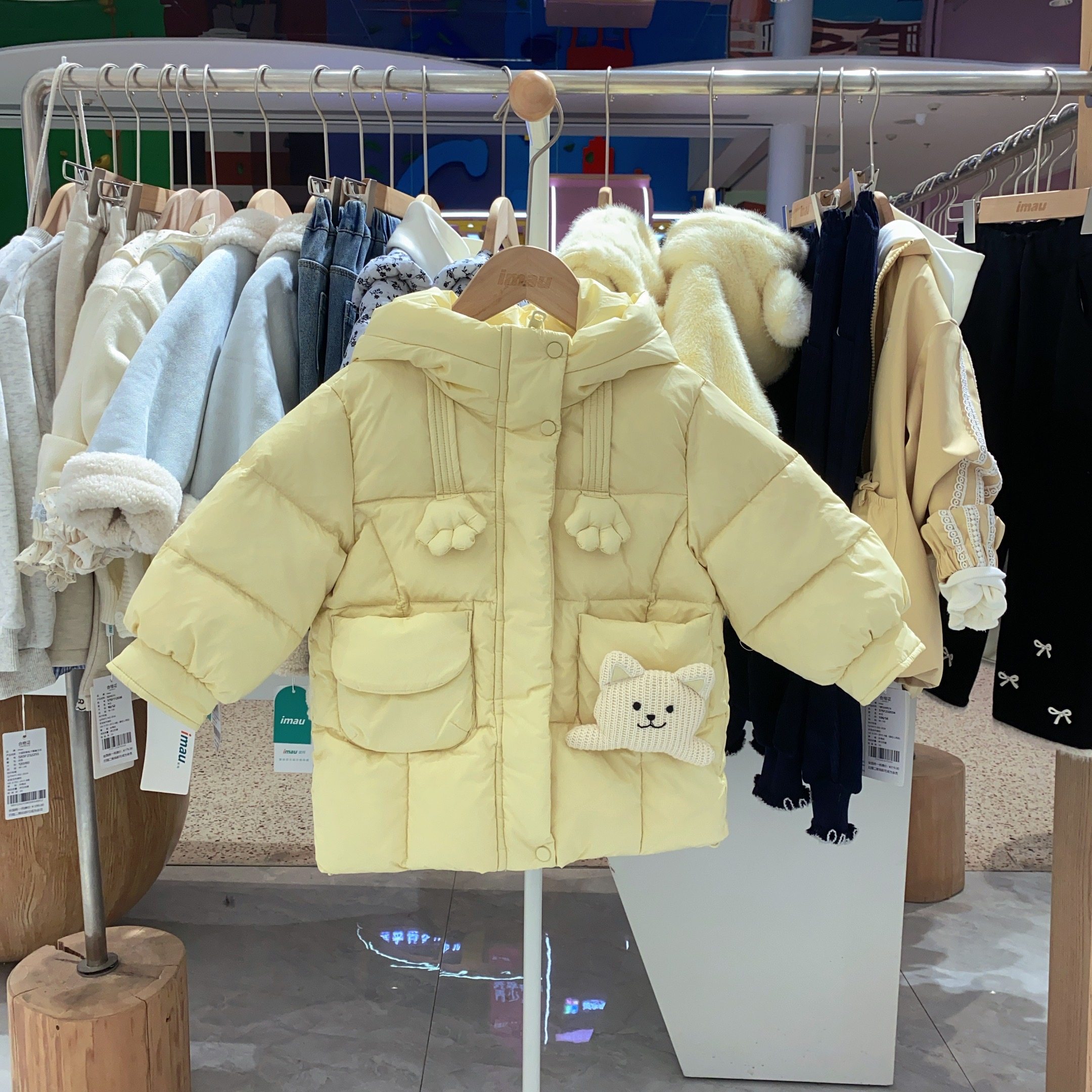 冬季新款imau奕玛童装女小童外套加厚中长款儿童羽绒服58SF102008