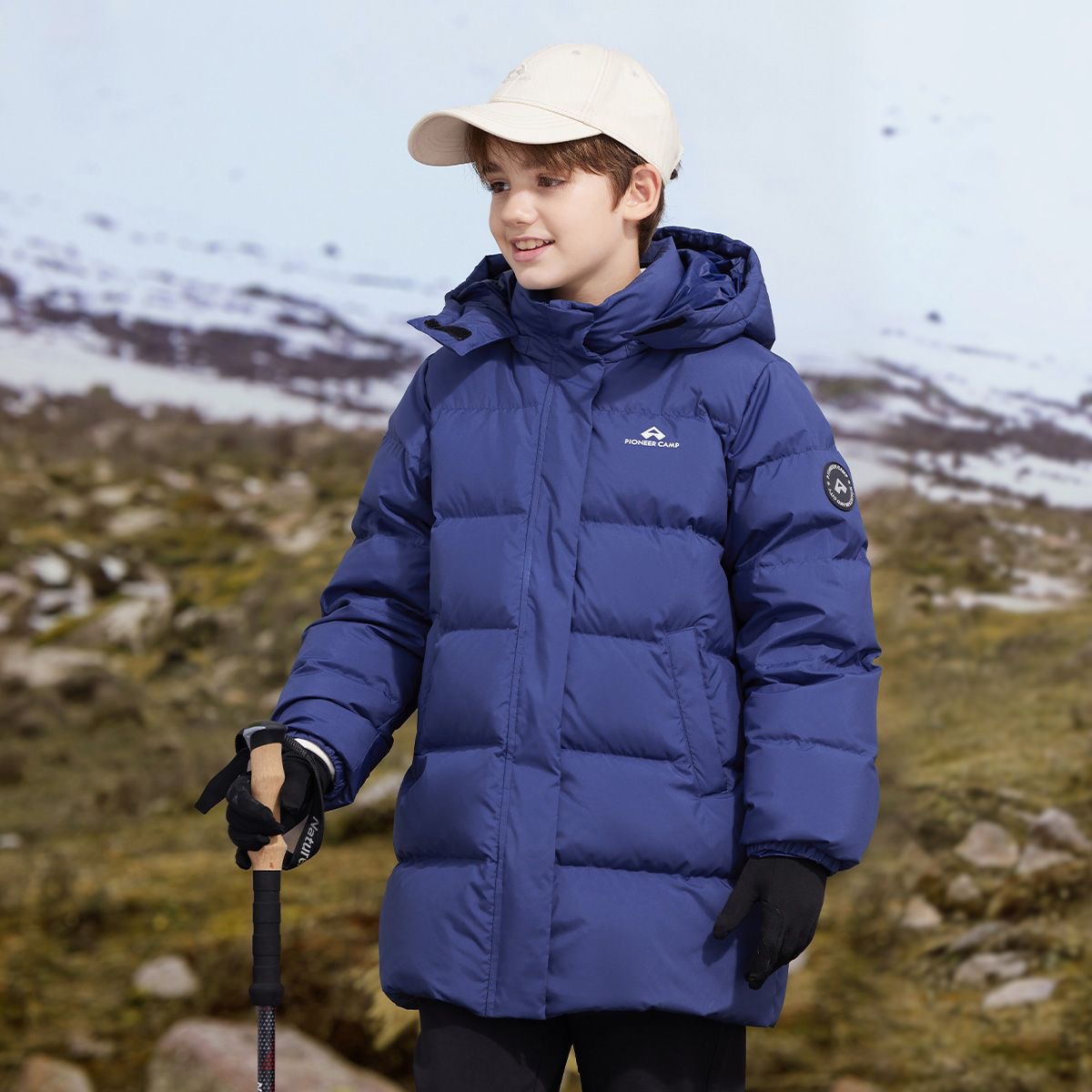 品牌折扣拓系列儿童加厚羽绒服男童保暖外套男童女童冬装中长极寒