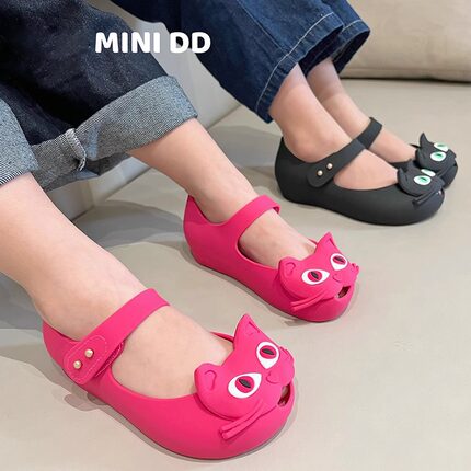 Minidd夏季新款猫咪女童凉鞋宝宝儿童可爱韩版时尚软底公主果冻鞋