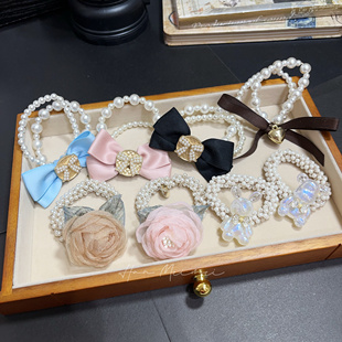 清仓福利小熊头绳少女高级感精致珍珠可爱卡通高弹力发圈串珠皮筋