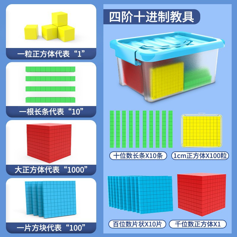 万以内数的认识教具四阶十进制小学二年级数学大数进位积木模型