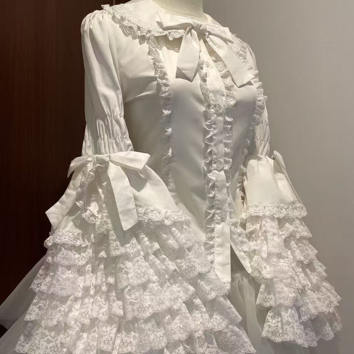 蕾丝doll感原创lolita姬袖Lolita衬衫内搭姬袖衬衫爆款外穿