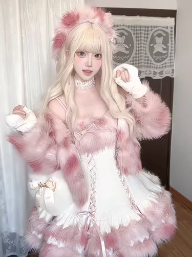 洛丽塔甜美蓬蓬吊带连衣裙套装2025年秋冬款少女气质名媛长袖外套