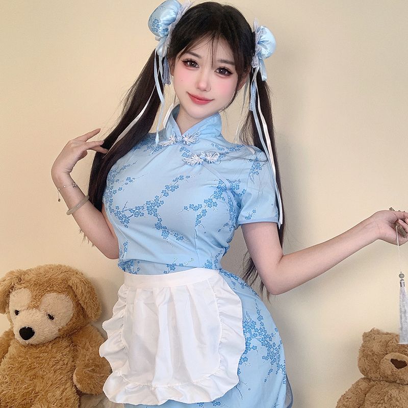 中华小厨娘日系软妹lolita女仆围裙cos服新中式旗袍连衣裙小清新