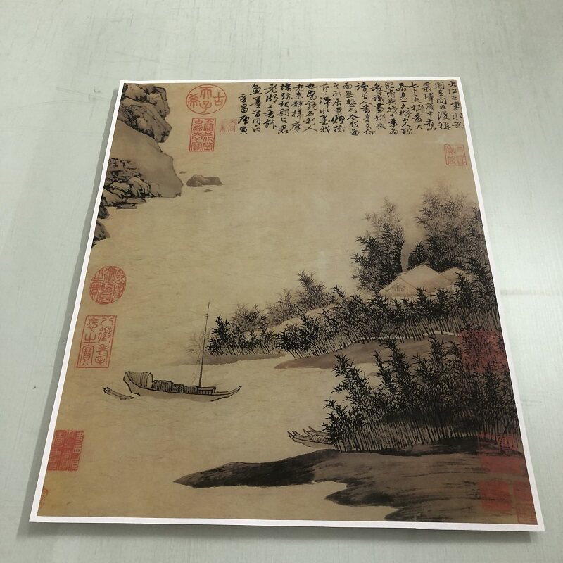 唐寅震泽烟树图书画山水国画真迹高清微喷仿古复制装裱挂轴装饰画