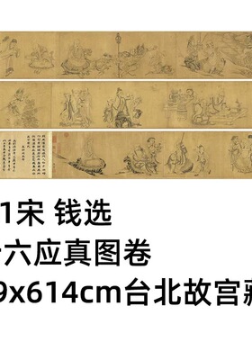 1:1 宋 钱选 十六应真图卷 29x614cm 台北故宫藏人物画真迹复制品