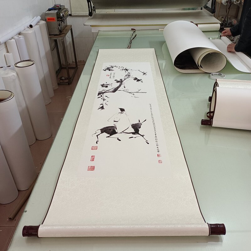 徐渭驴背吟诗图人物风景水墨国画高清微喷复制客厅书房挂轴装饰画