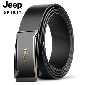 JEEPSPIRIT头层牛皮自动扣合金真皮腰带吉普官方正品皮带百搭