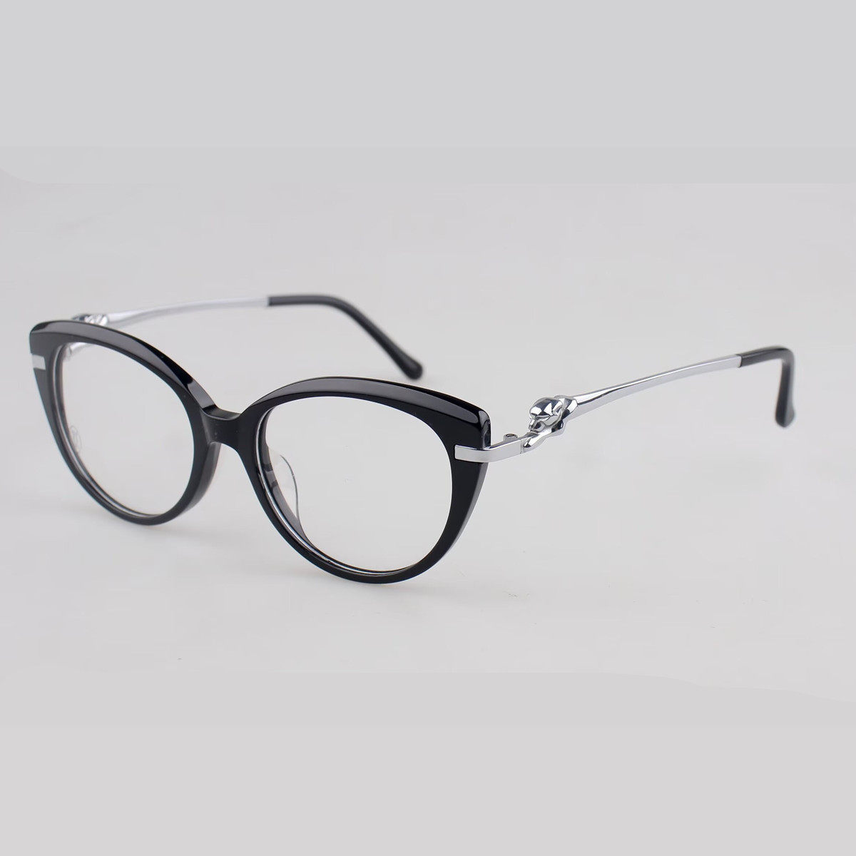 百搭轻奢豹子头纯钛近视镜架男女 新款时尚猫眼板材全框眼镜框
